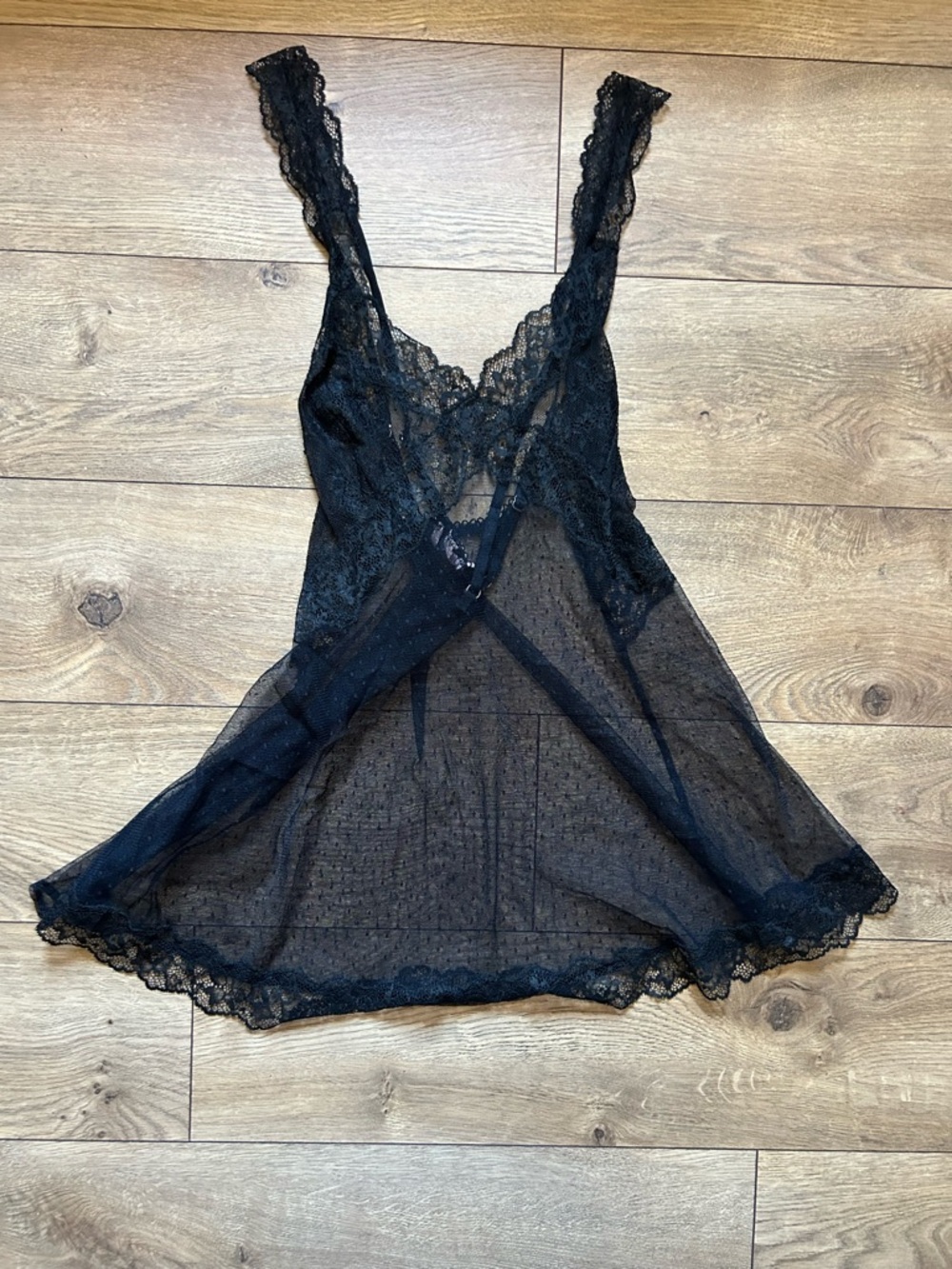 Victoria's Secret Black Sheer Lace Baby Doll Lingerie Slip